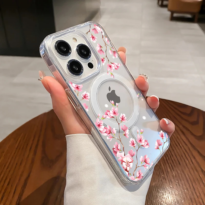 Phone Cases Magsafe - Coque de luxe rose à fleurs