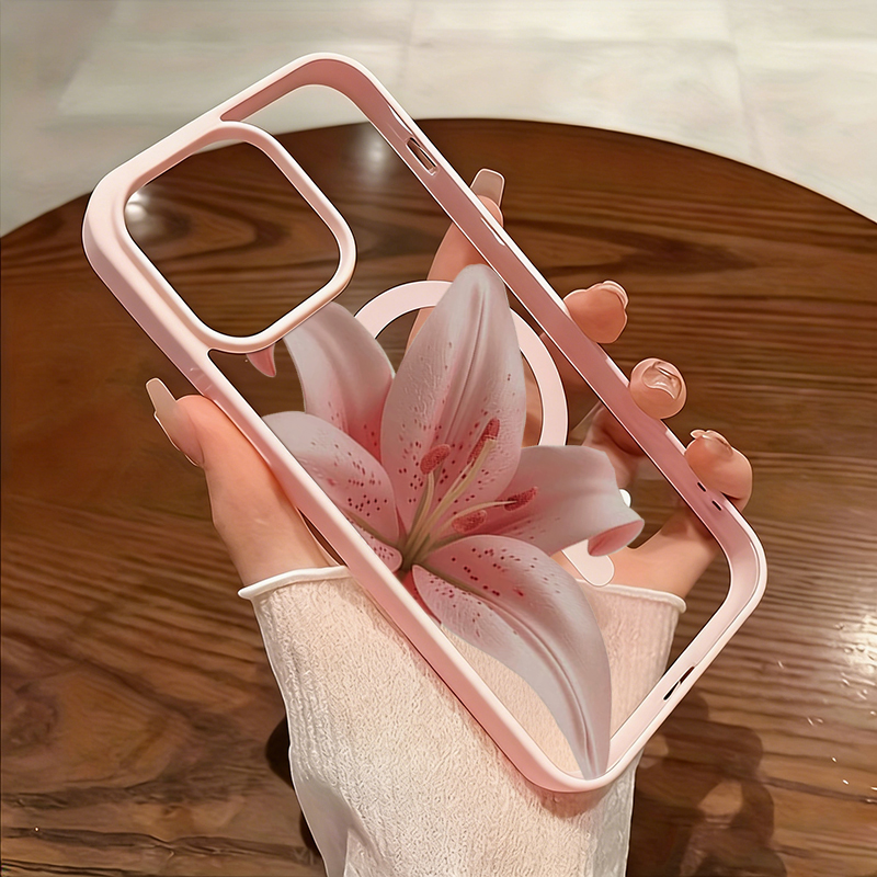 Phone Cases Magsafe - Coque de téléphone transparente rose romantique